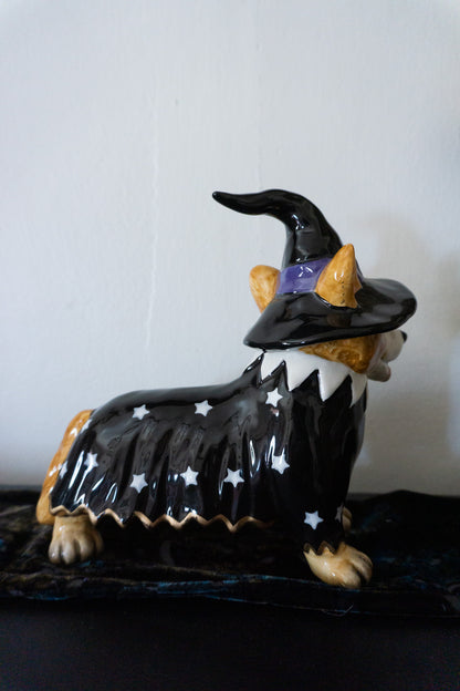 Blue Sky Corgi Wizard Witch Ceramic Dog