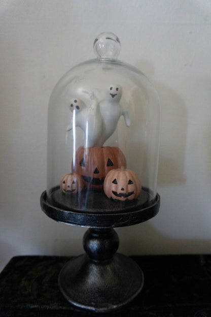 Vintage Style Ghosts & Pumpkin Cloche