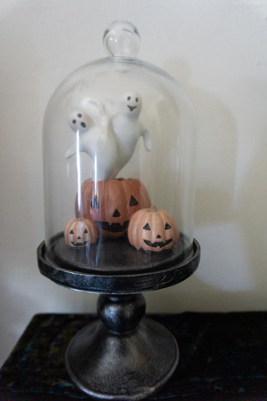 Vintage Style Ghosts & Pumpkin Cloche