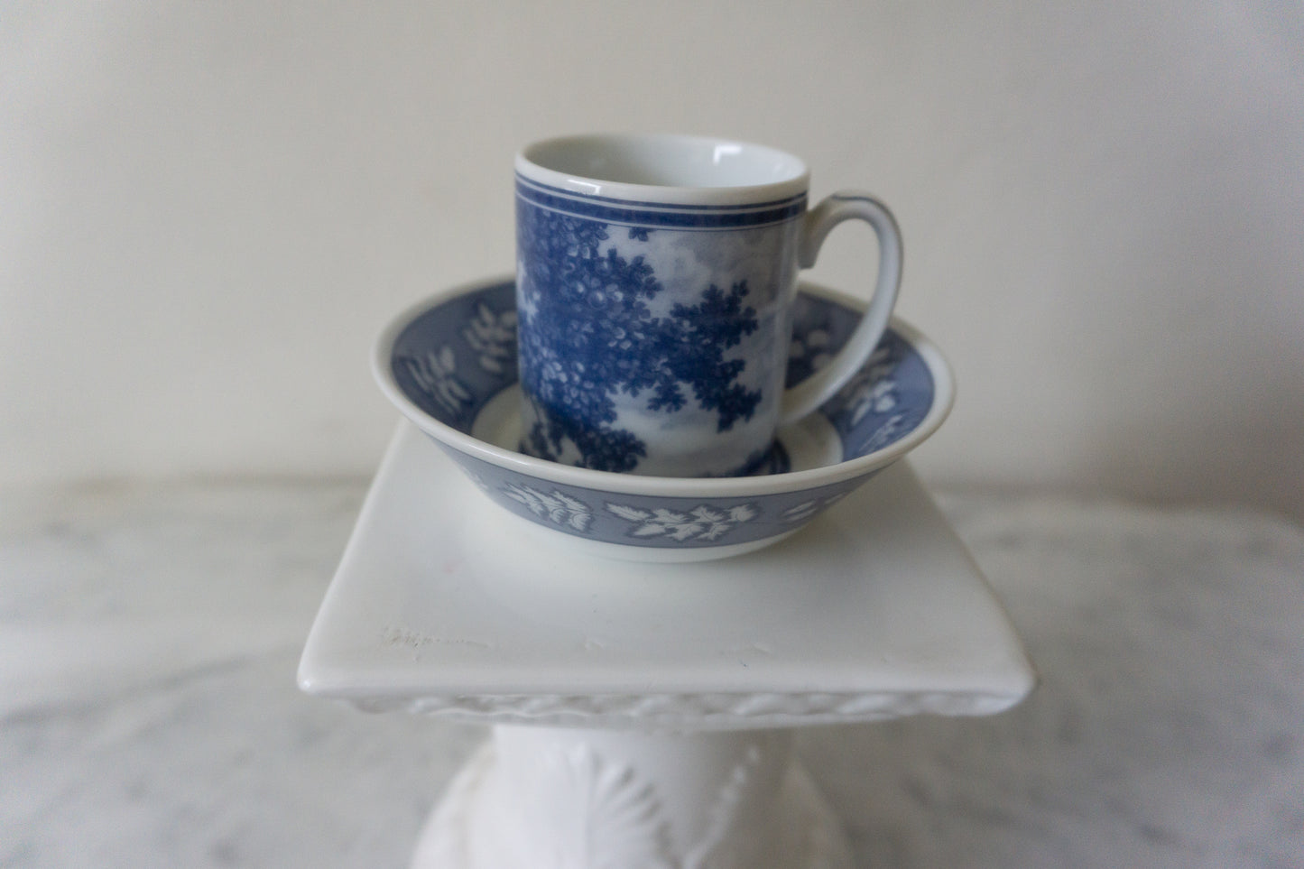 Royal Chateau Espresso Cup Mug & Saucer Porcelain Blue and White Set