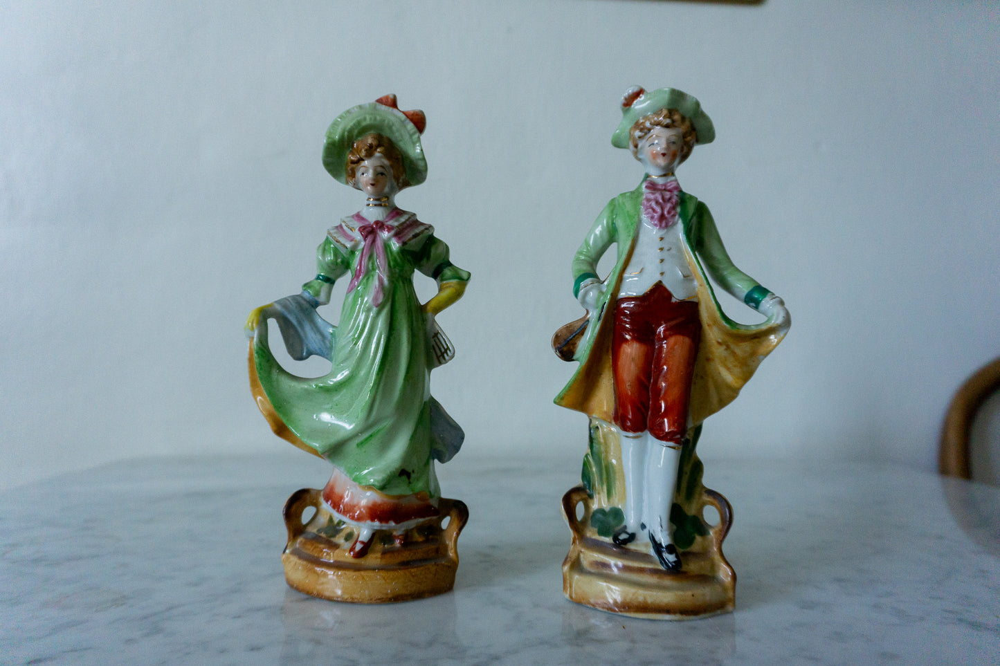 Charming Pair of Hand-Painted Porcelain Figurines – Victorian Couple