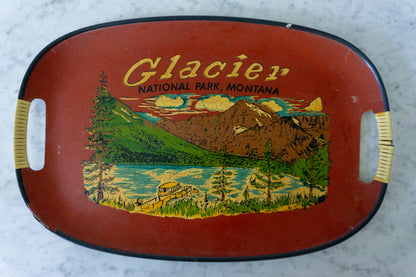 Mid Century Glacier National Park Vtg Souvenir Tray