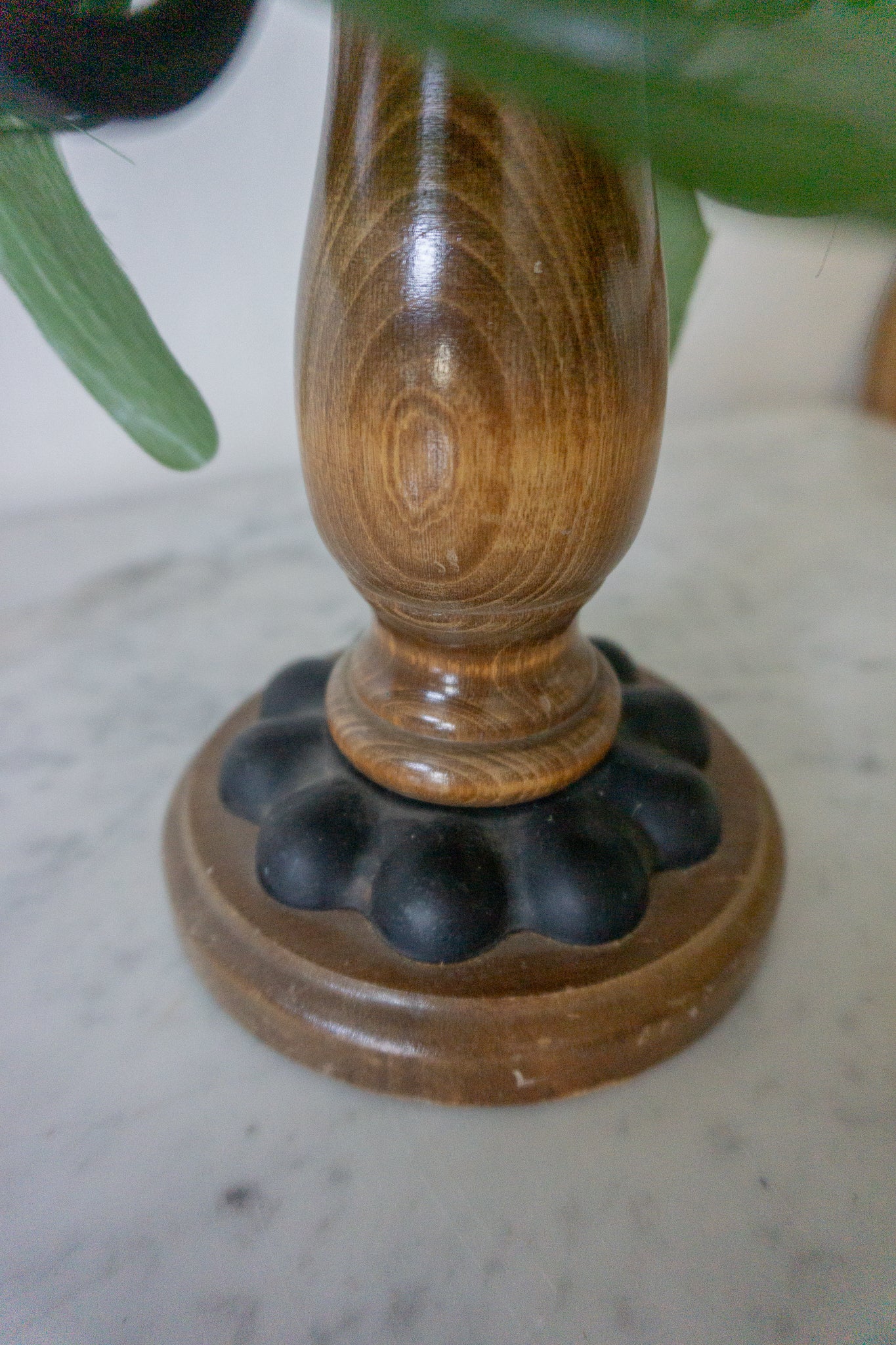 Vintage Wood Brown & Black Knob Candelabra