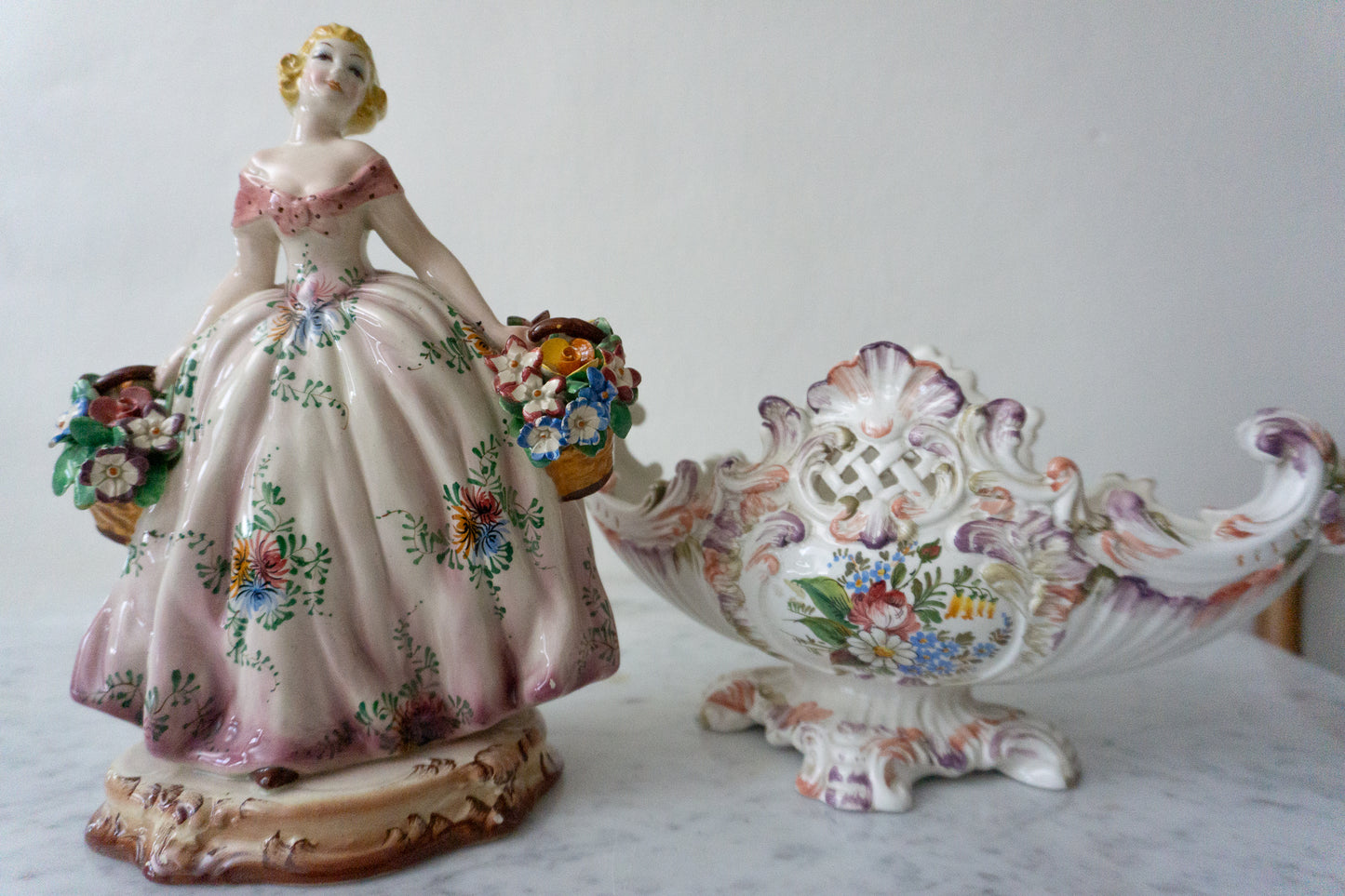 Midcentury Italian Majolica 10" Porcelain Figurine c. 1950s, Made in Italy