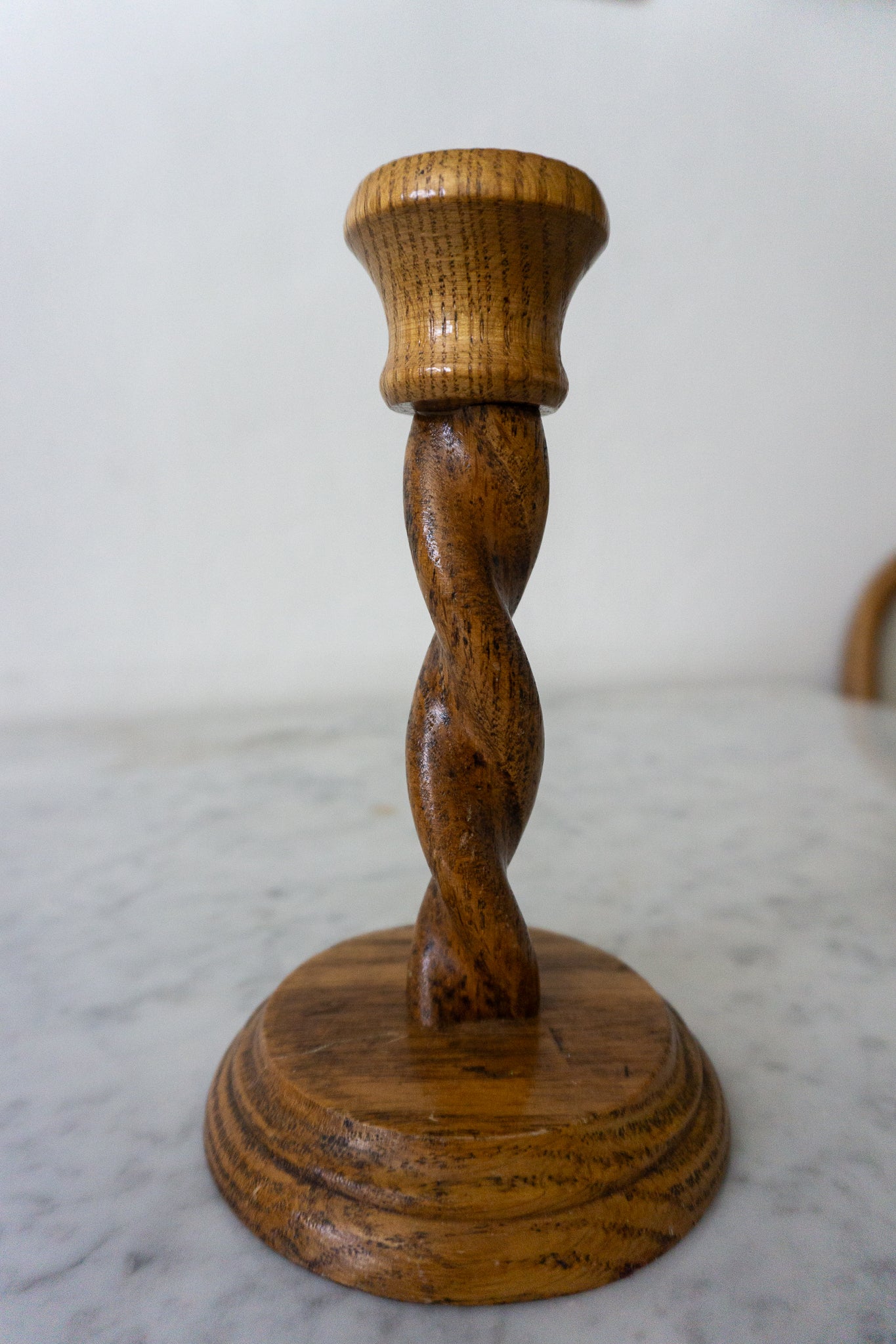 Spiral Wood Candlestick Holder