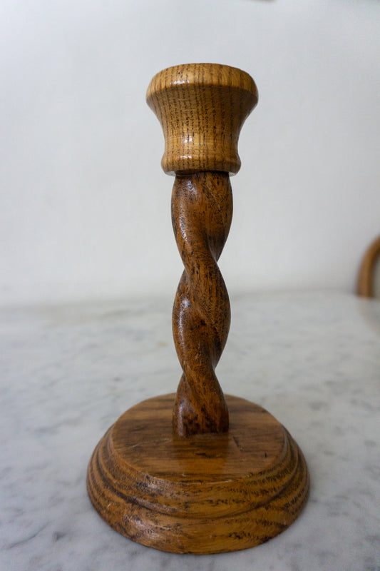 Spiral Wood Candlestick Holder