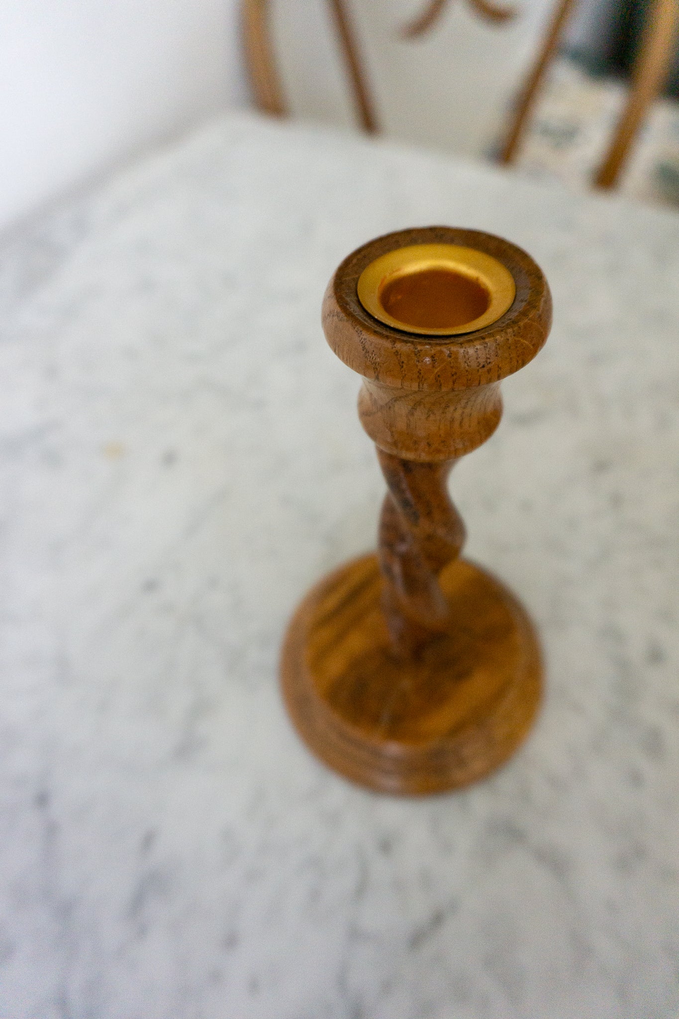 Spiral Wood Candlestick Holder