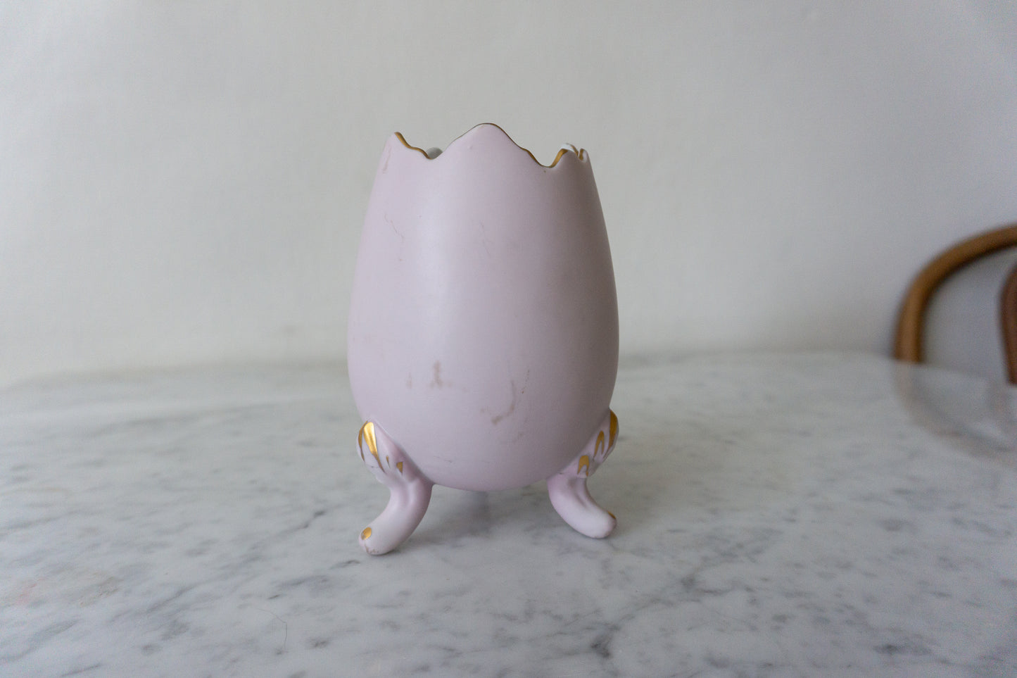 Inarco Pink Floral Gilt Footed Egg Vase