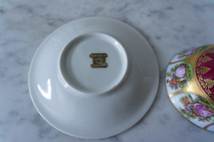 Bavaria Gold Trim Man & Woman Couple Teacup and Plate, Made in Germany