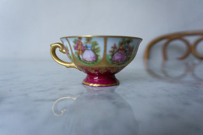 Bavaria Gold Trim Man & Woman Couple Teacup and Plate, Made in Germany