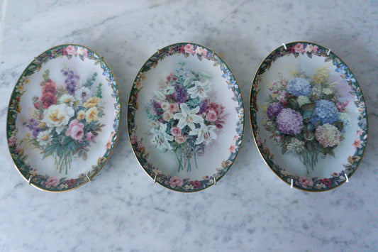 Lena Liu’s Floral Cameos Collector Plates, Set of 3