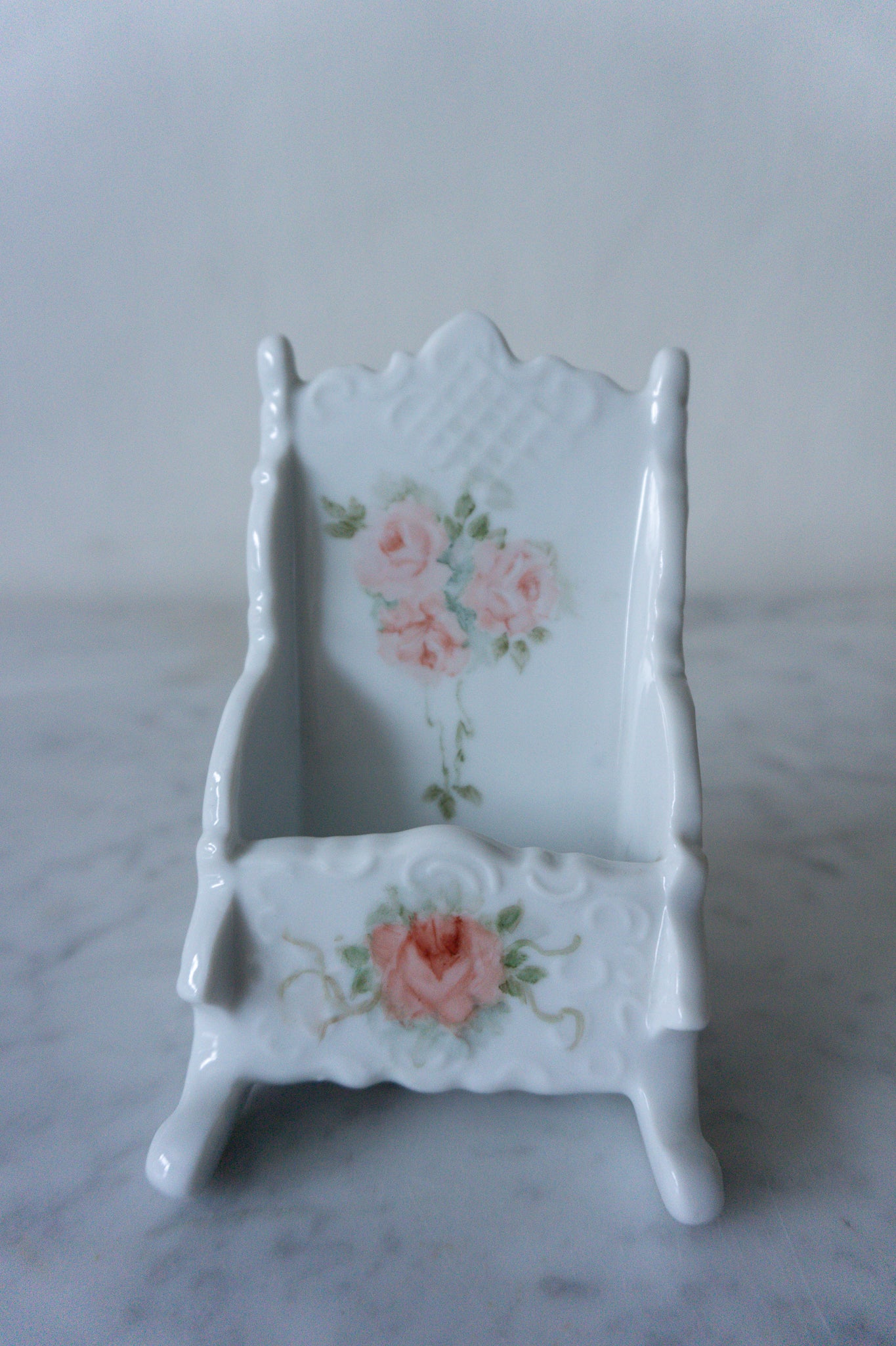 Shabby Chic Chair Teabag Holder, Signed by Artist