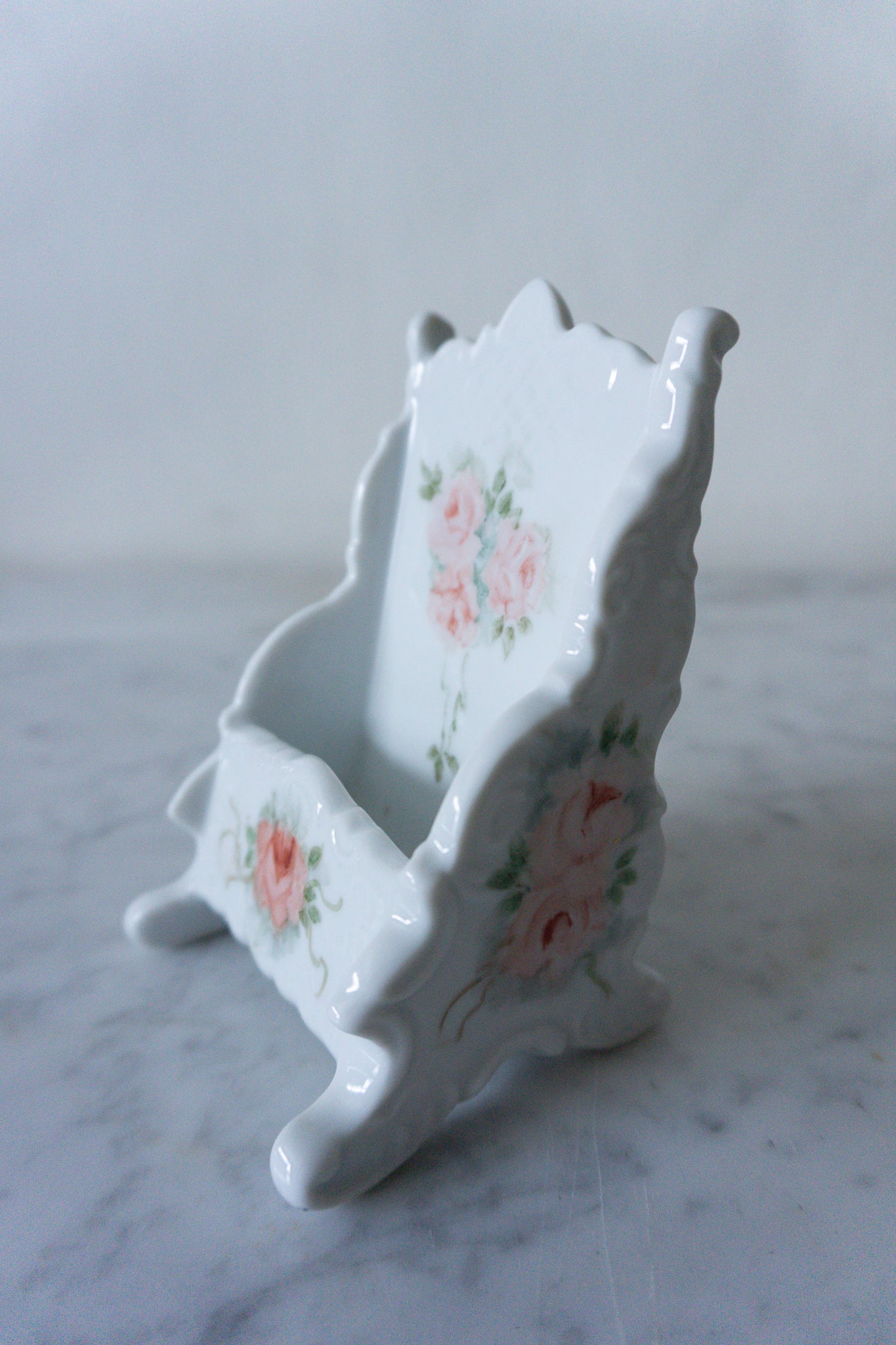 Shabby Chic Chair Teabag Holder, Signed by Artist