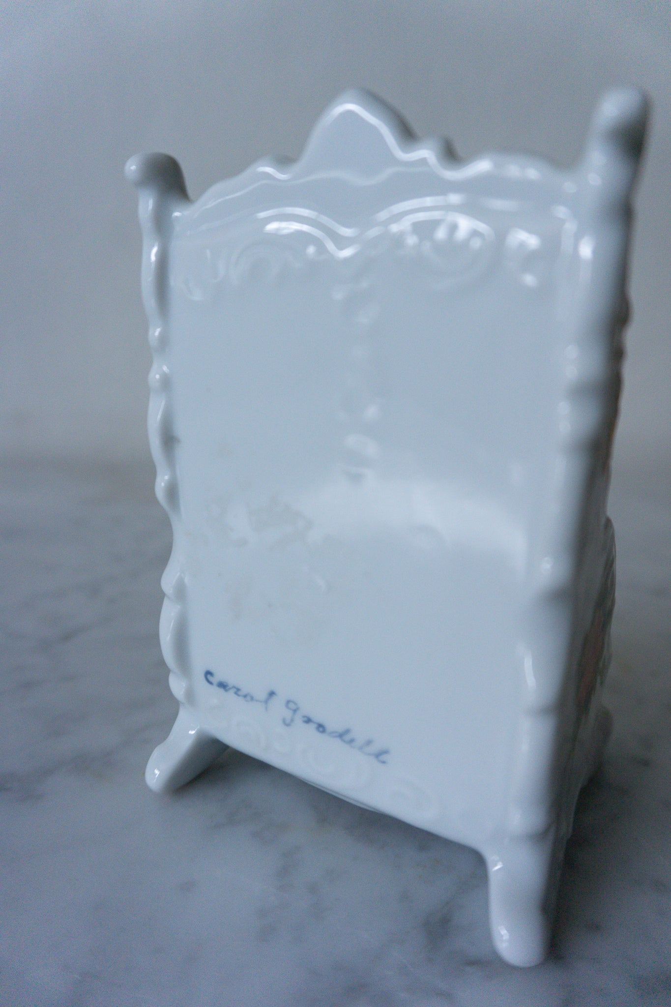 Shabby Chic Chair Teabag Holder, Signed by Artist