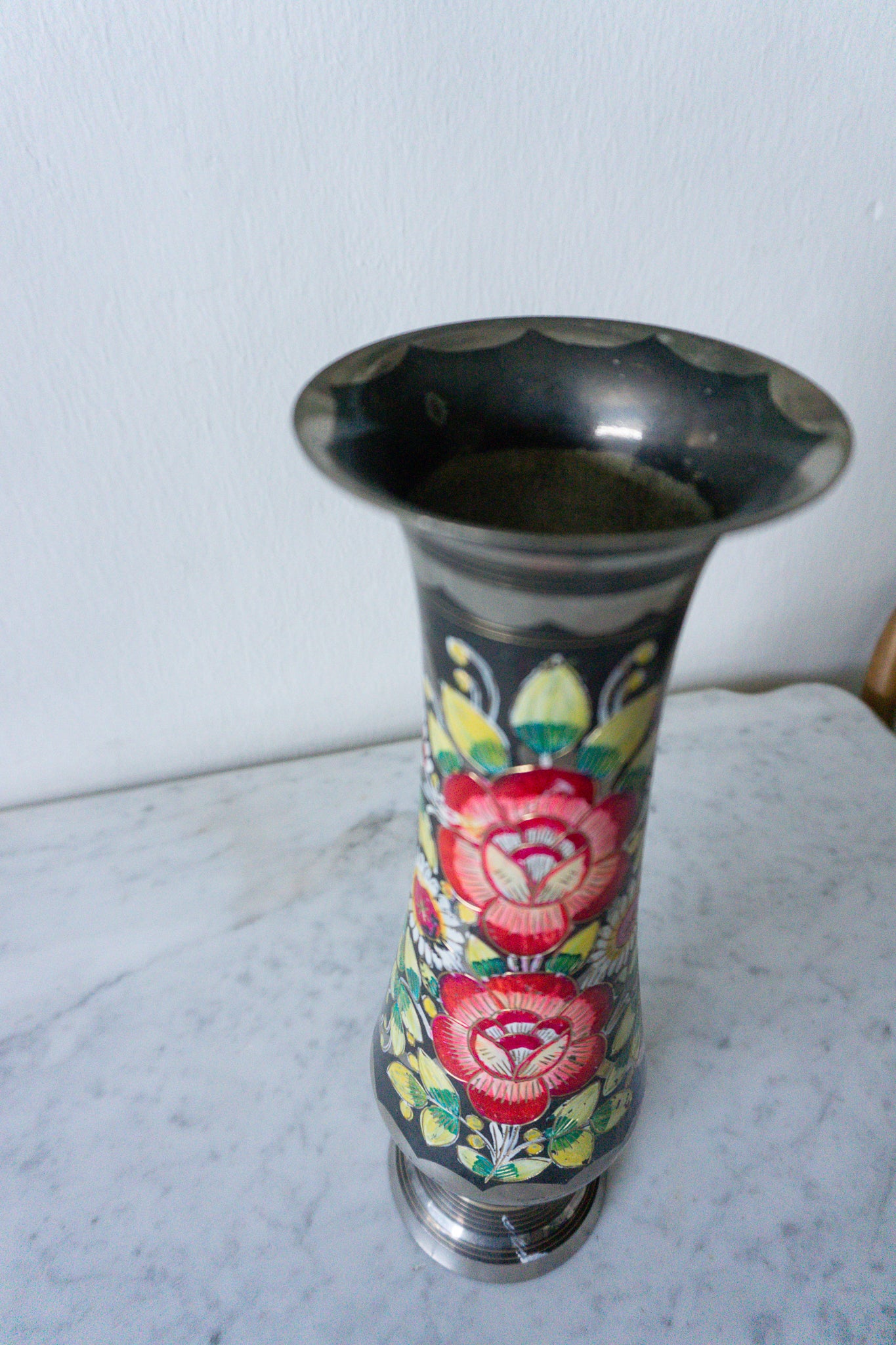 Brass Etched Flower Vase