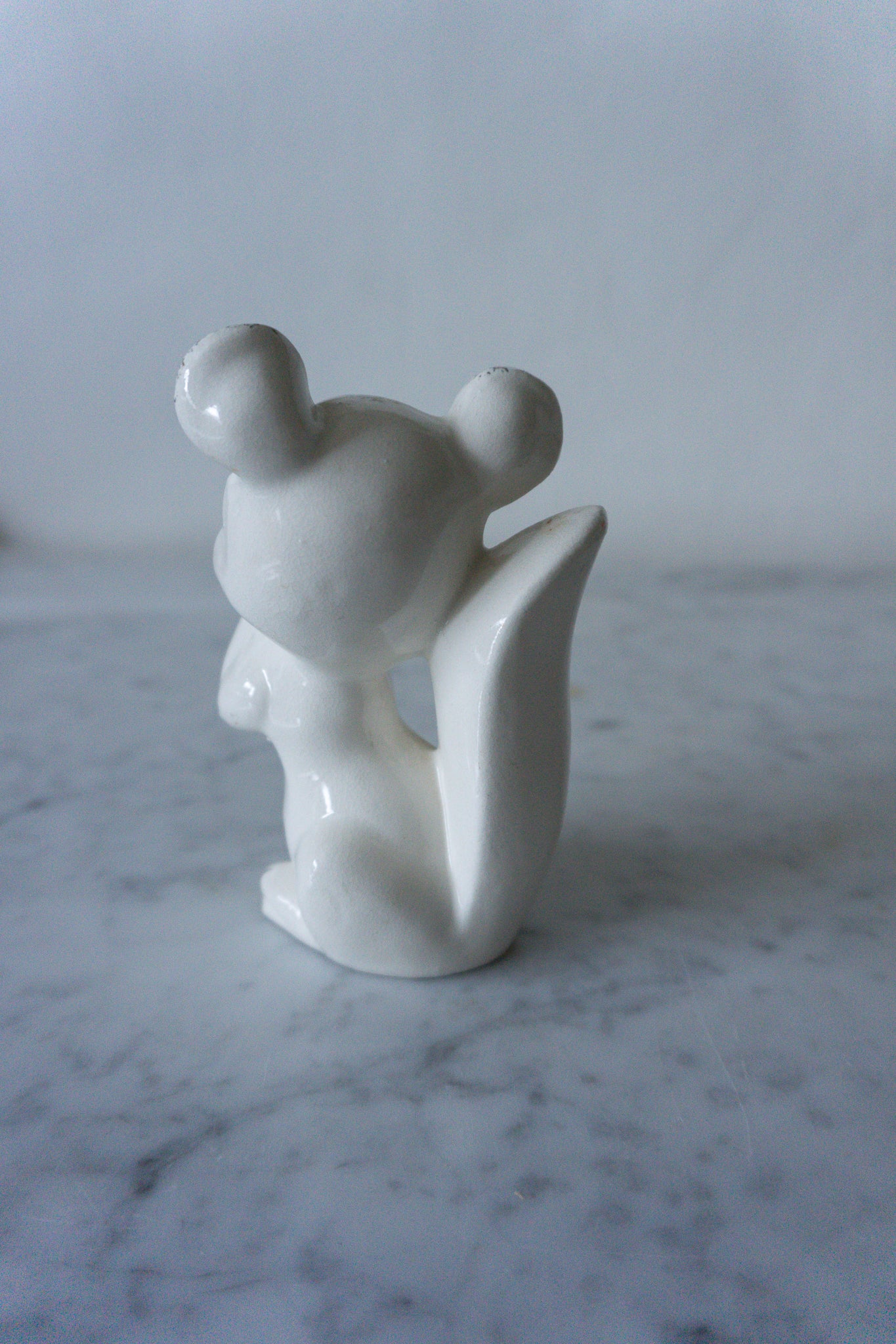 Vintage 1960's White Porcelain Squirrel Figurine, Handmade in Japan