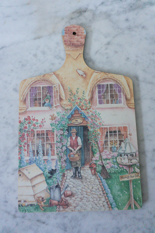 Wilscombe Melamine Collectible Chopping Blocks Cutting Board English Honeysuckle Cottage Scene - RARE