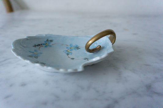 Blue Floral Hand Painted Vintage Small Lemon Server Dish