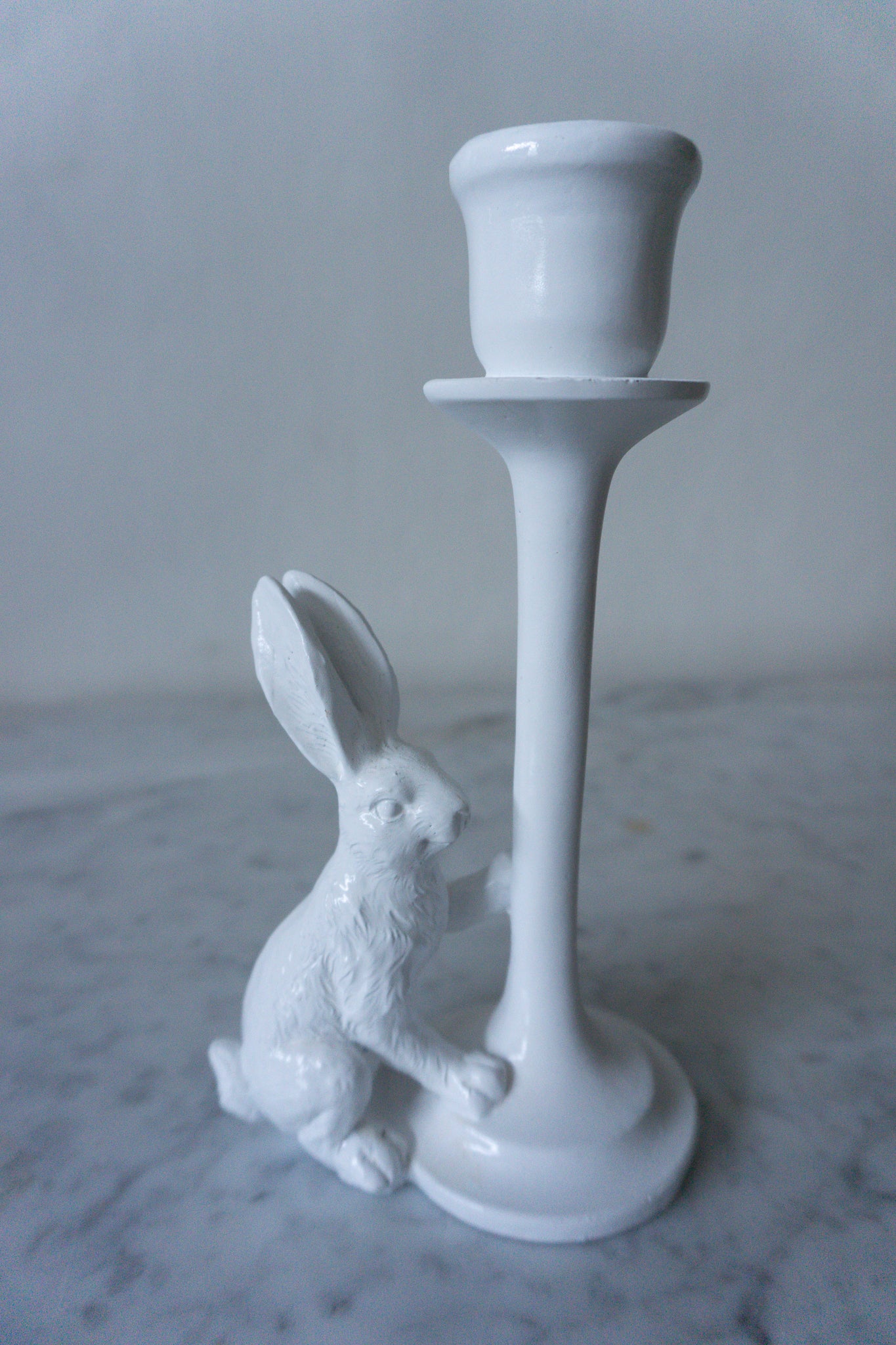 White Bunny Candle Holder