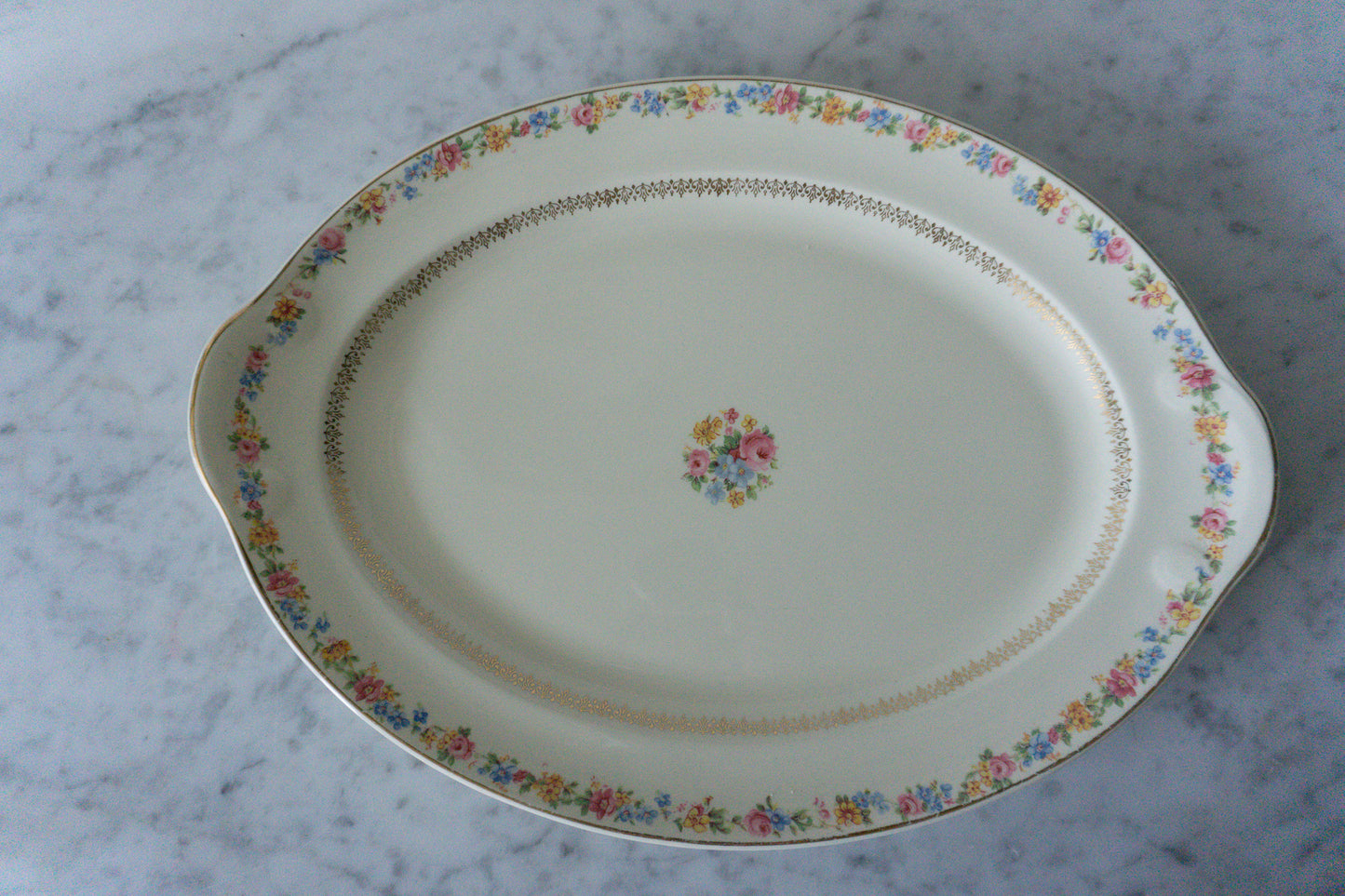 Vintage 1930s Mount Clemens "Mildred" Floral Design Serving Platter 