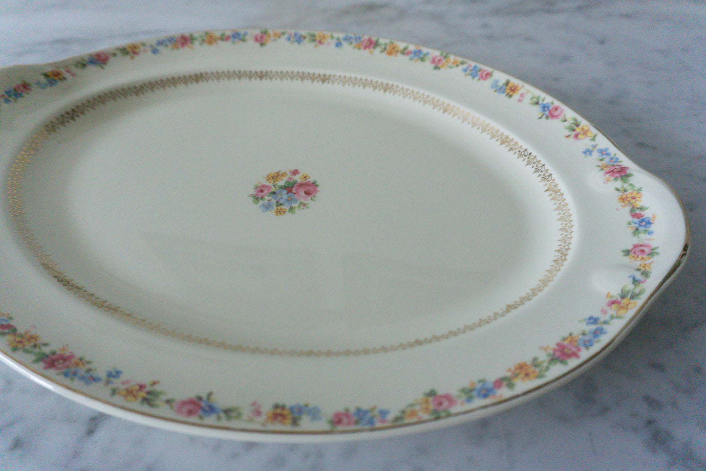 White Shabby Chic Floral Serving Platter Dish