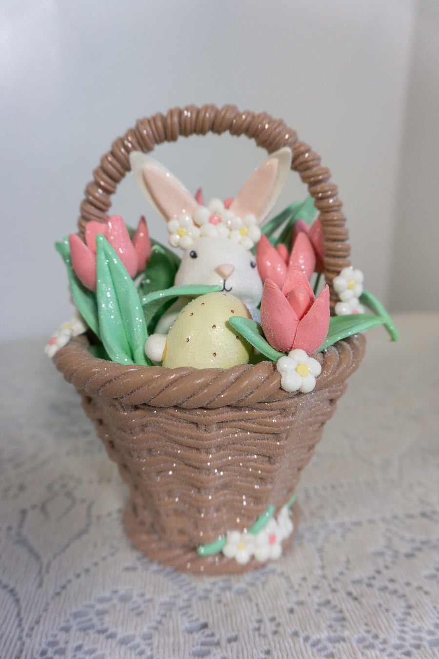 Martha Stewart Claydough Easter Bunny Basket Figurine