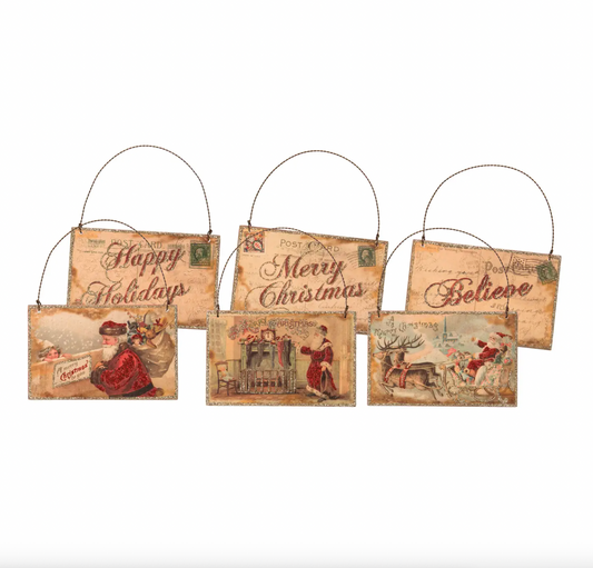 Postcard Santa Ornament Set
