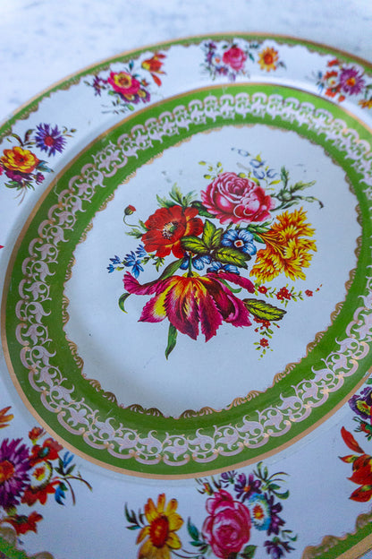 Angled view of the Nevco Floral Oval Platter highlighting the detailed floral pattern and border.