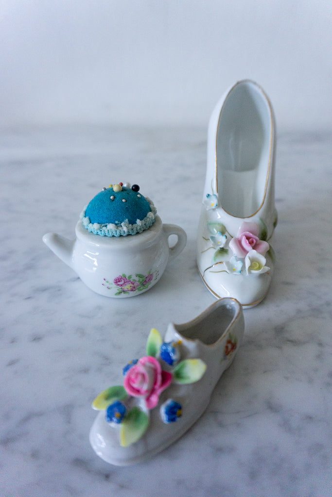 Collection of porcelain miniatures in different angles