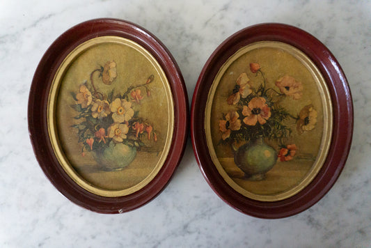 Framed Countess Zichy Floral Still Life Lithograph Prints (Set of 2)