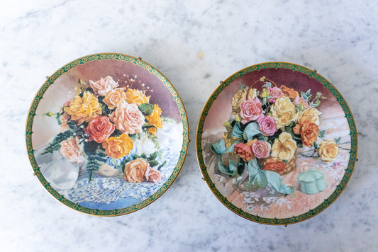 Set of two W.S. George decorative floral plates, "Country Charm" and "Old-Fashioned Grace,"