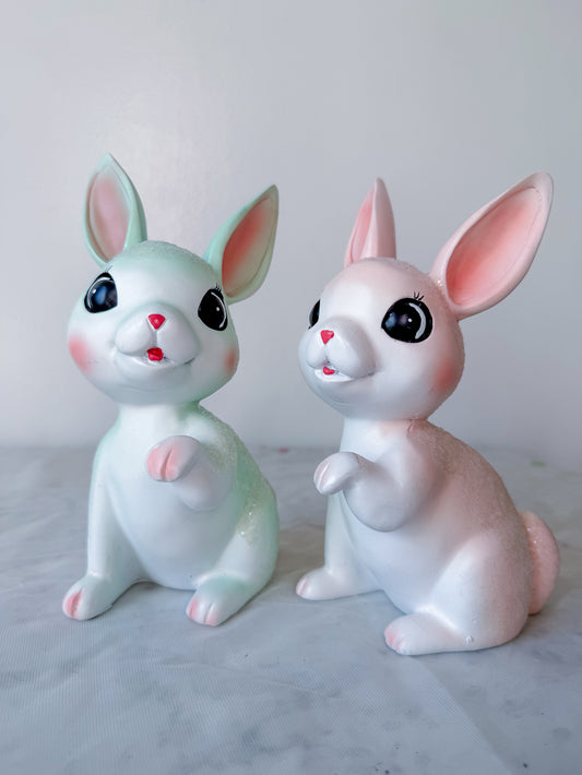 Vintage Pink & Mint Green Bunnies (Set of 2)