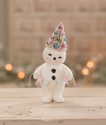 Pastel Merry Snowman With Tree