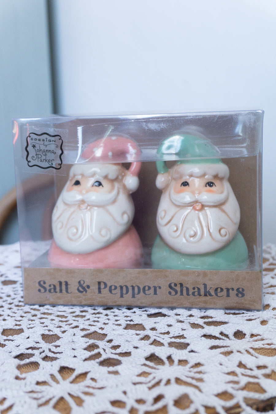 Johanna Parker Pastel Santa Salt and Pepper Shakers