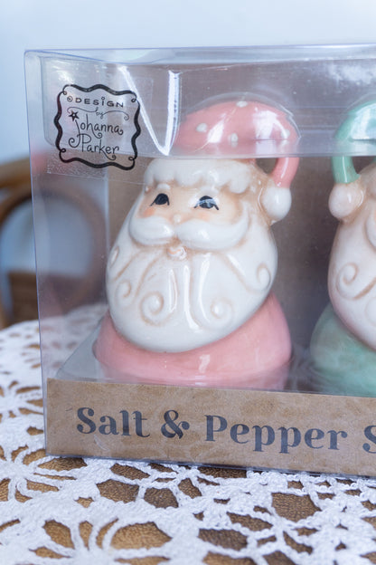 Johanna Parker Pastel Santa Salt and Pepper Shakers