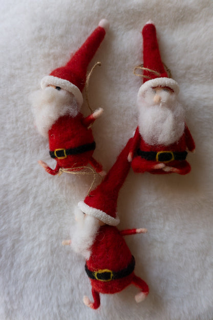 Felt Yoga Pose Santa Ornament Set