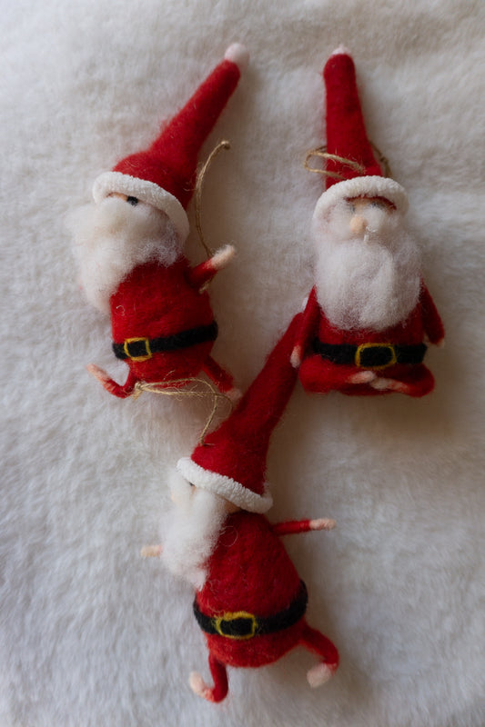 Felt Yoga Pose Santa Ornament Set