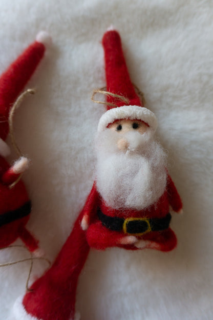 Felt Yoga Pose Santa Ornament Set
