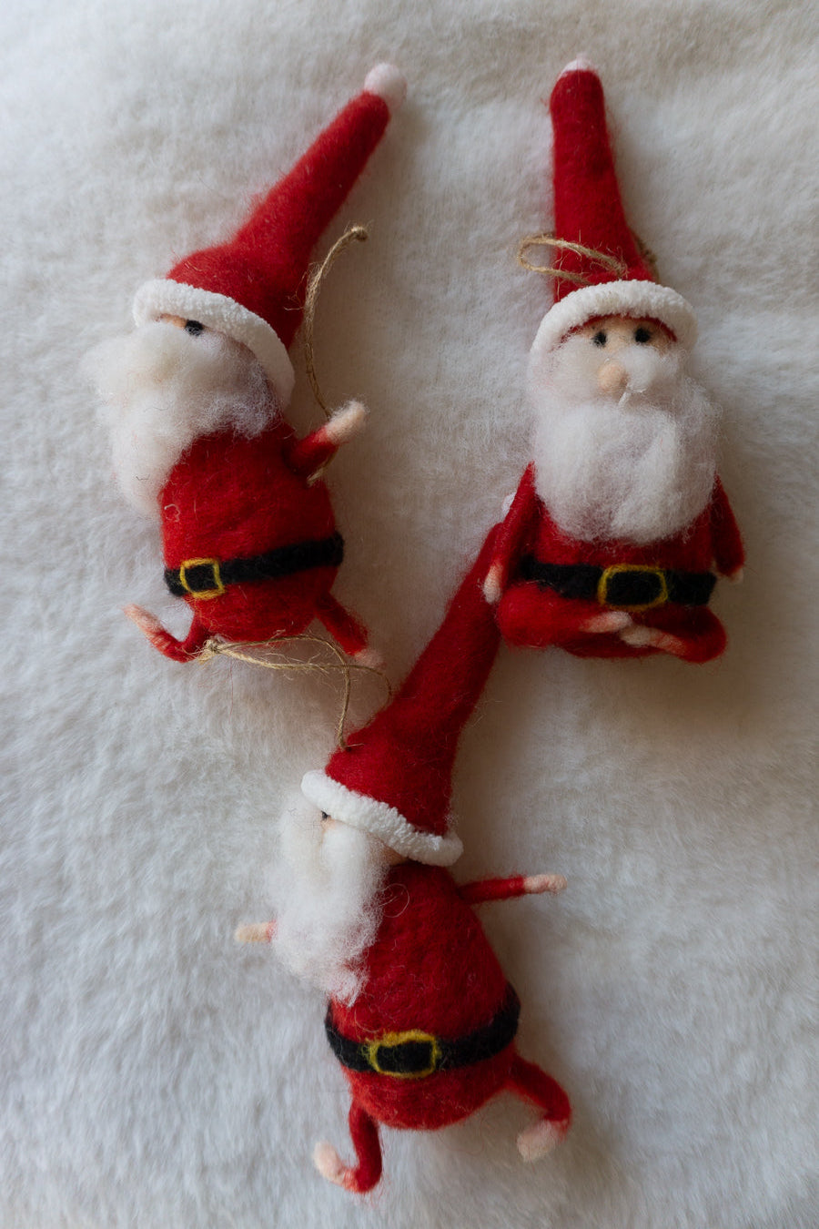 Felt Yoga Pose Santa Ornament Set