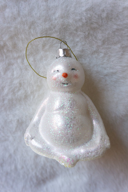 Meditation Snowman Glass Ornament
