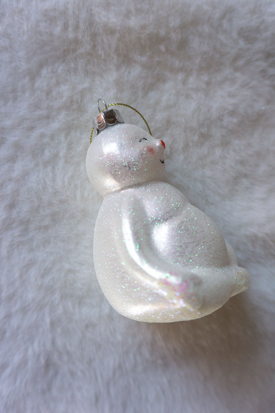 Meditation Snowman Glass Ornament