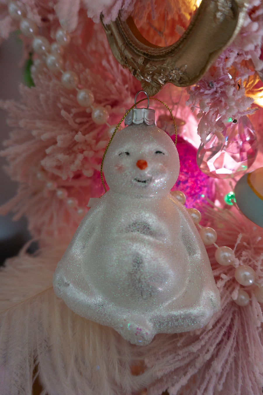 Meditation Snowman Glass Ornament