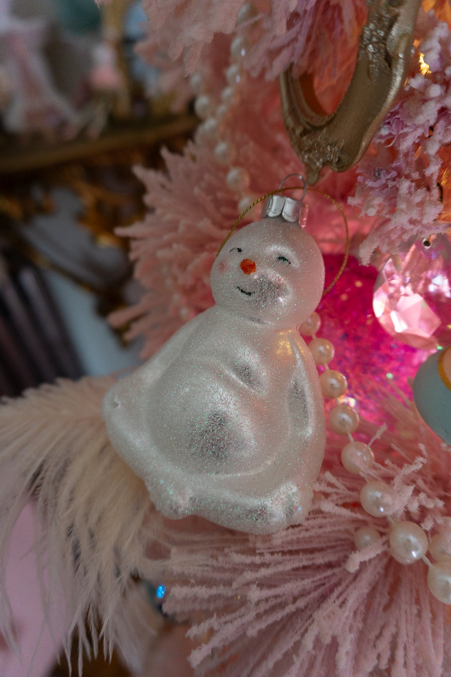Meditation Snowman Glass Ornament
