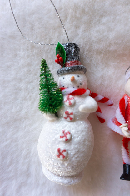 Candy Cane Snowman & Santa Ornament Set