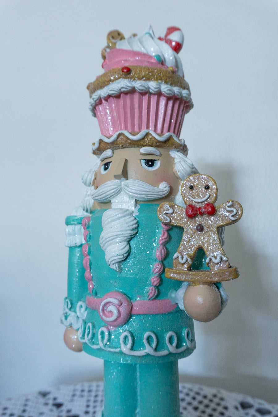 Cupcake Nutcracker Holding Gingerbread