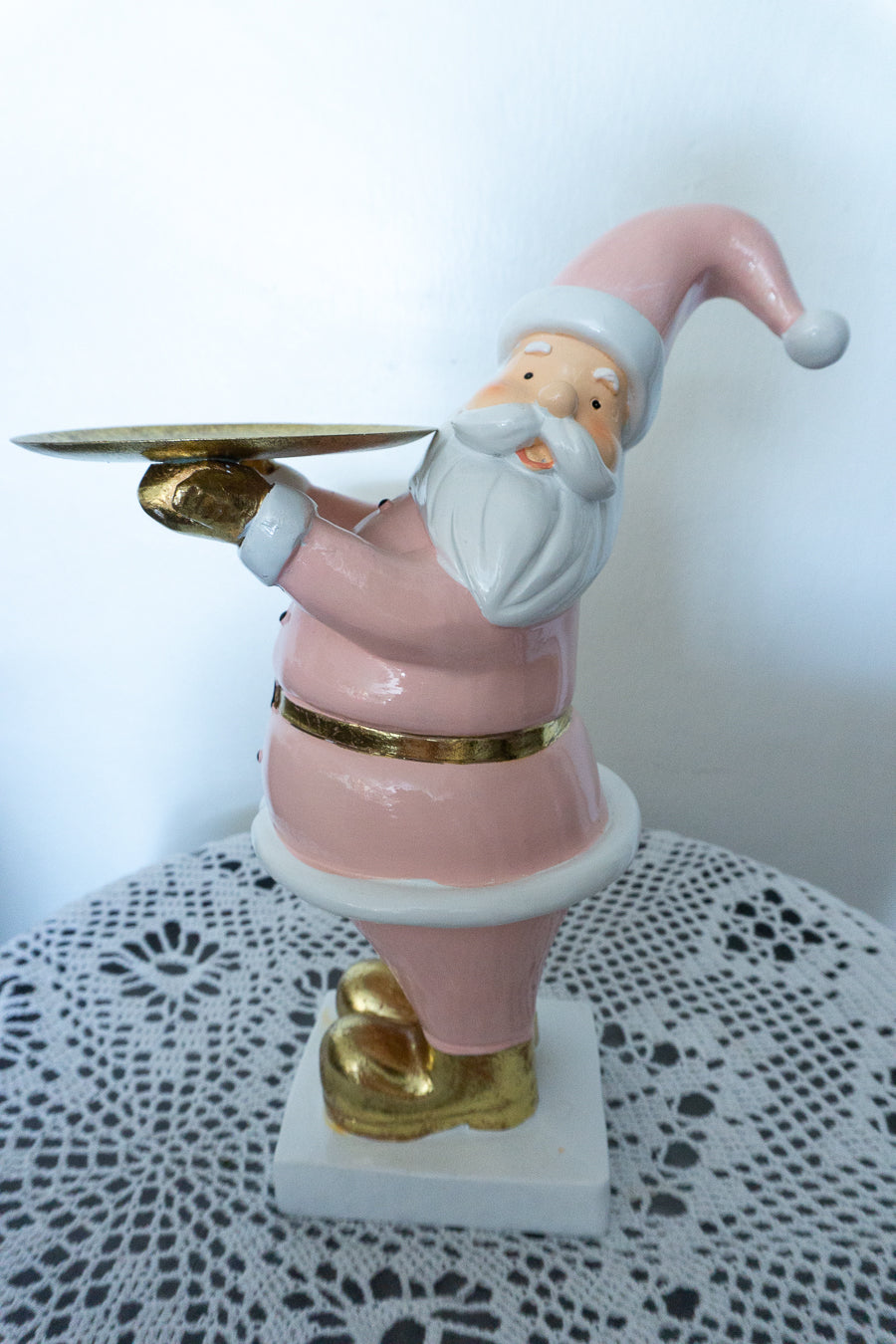 Pink Santa Holding Tray