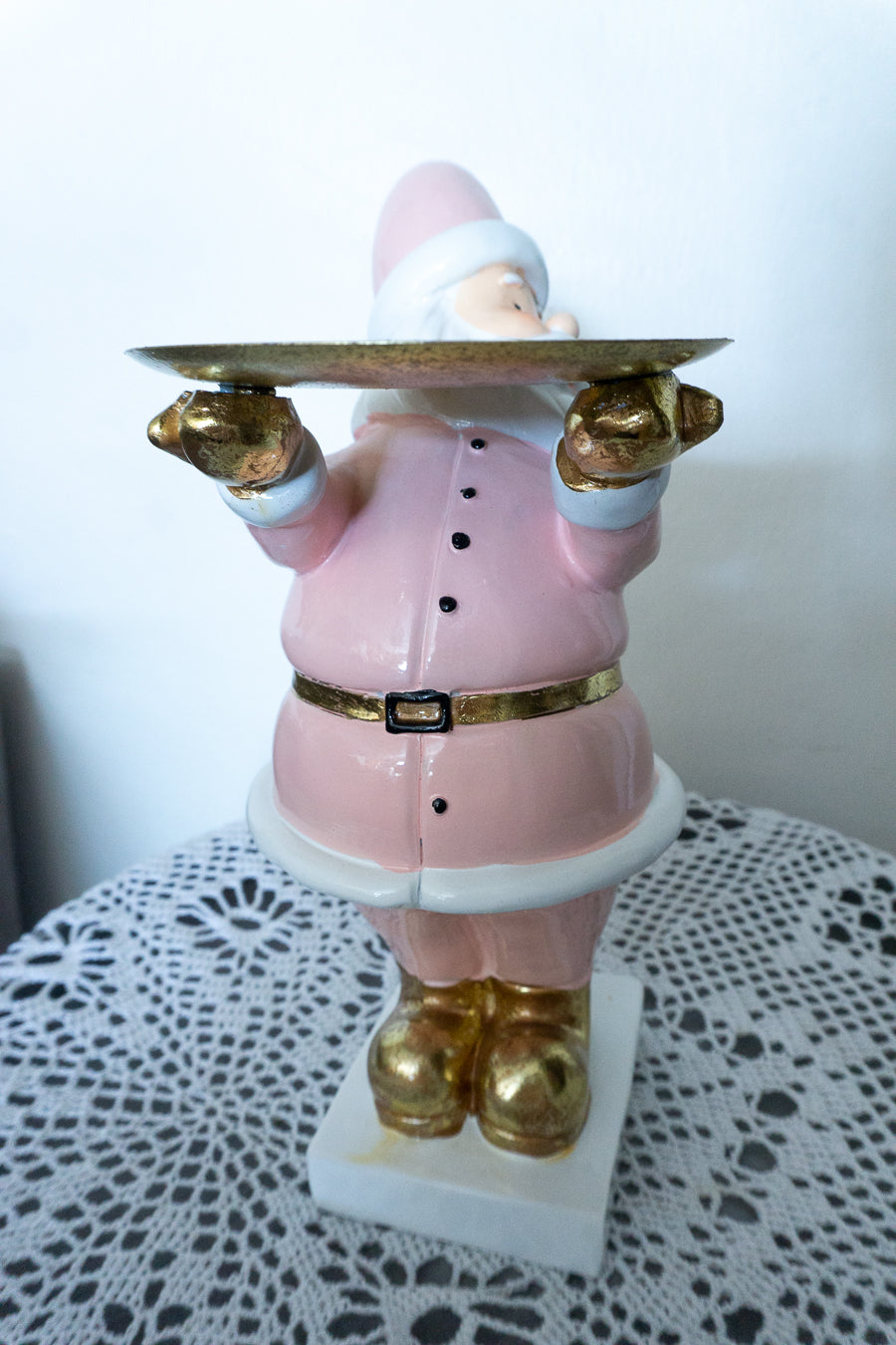 Pink Santa Holding Tray