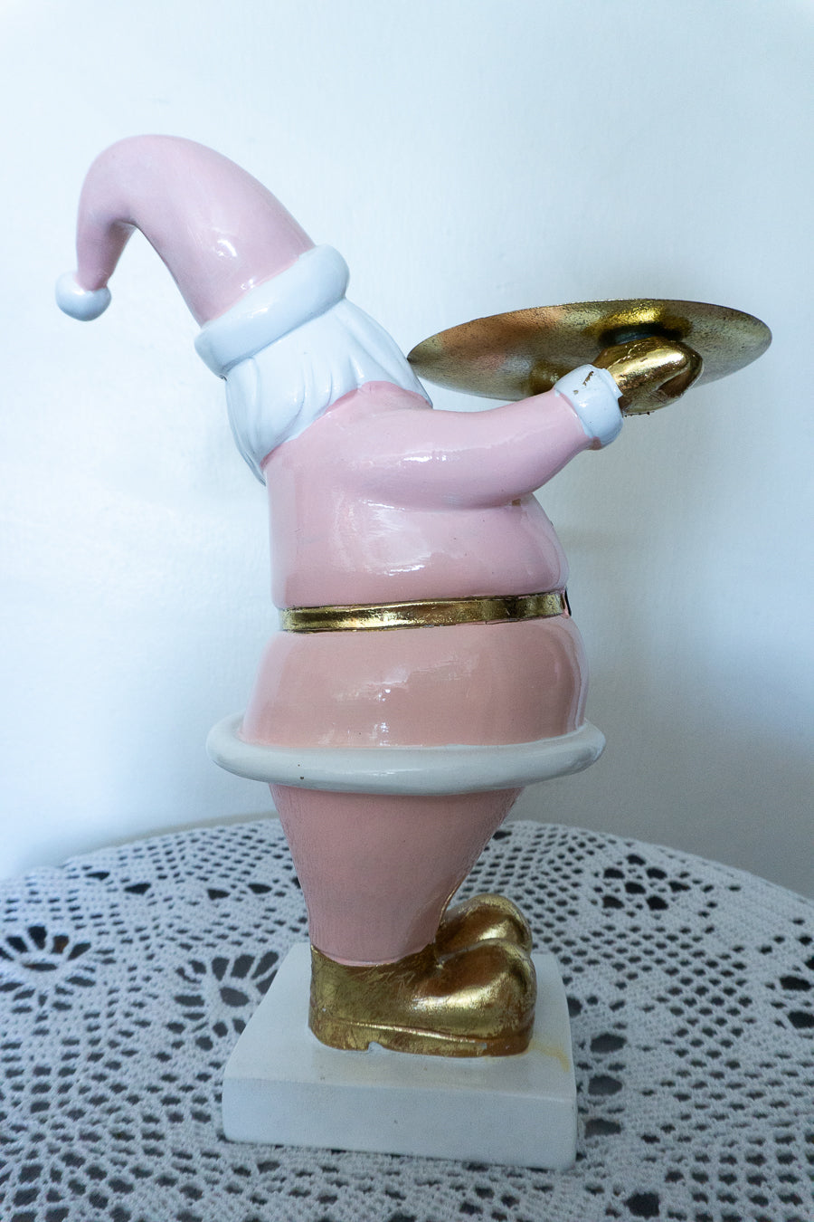 Pink Santa Holding Tray