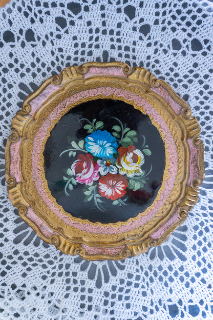 Florentine Floral Wood Wall Plate, Made in Italy
