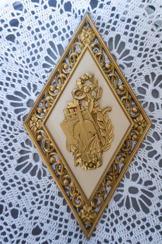Vintage French Diamond Music Wall Plaque